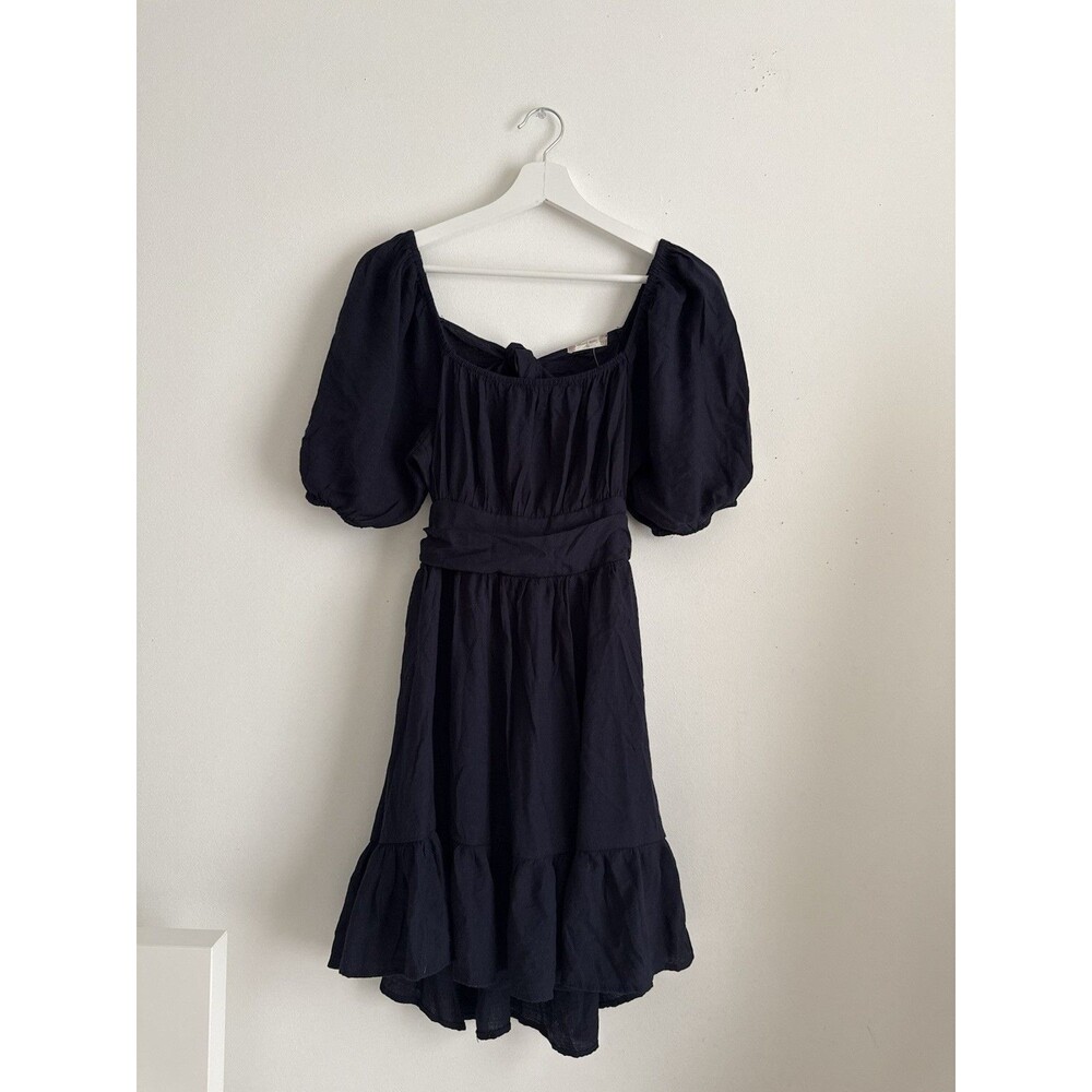 Afraid State Women’s Navy Blue Puff Sleeve Cottagecore Mini Dress Size M